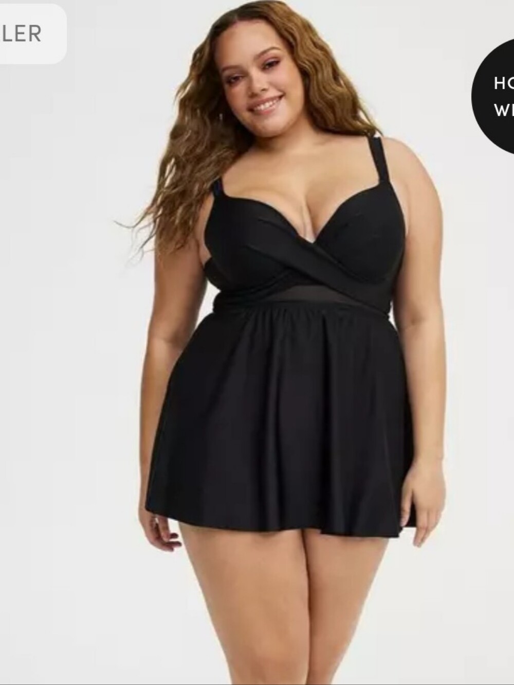 Torrid Black Underwire Wrap-Front Swim Dress 0 C/D